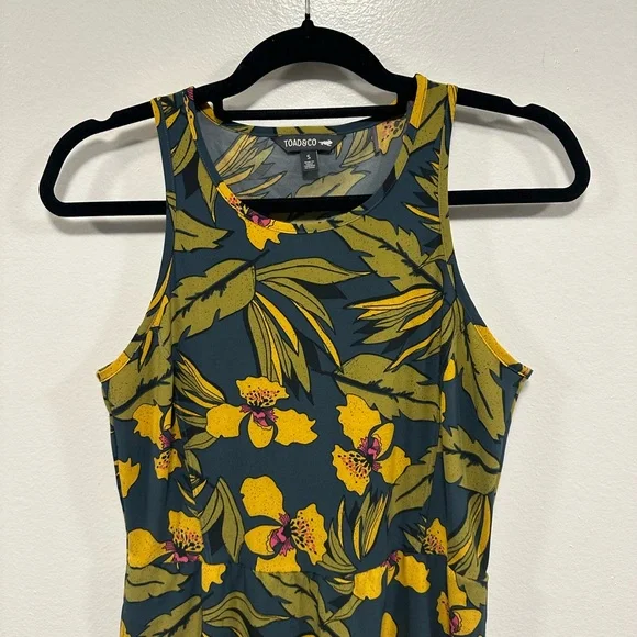 Toad&Co Sunkissed Dress in midnight Blue and Yellow Floral Size small - Picture 7 of 12